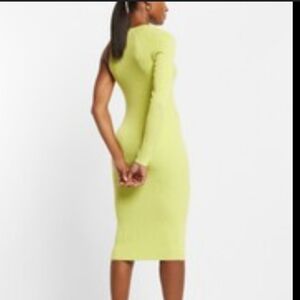 Express Green Asymmetrical Backless Bodycon Dress